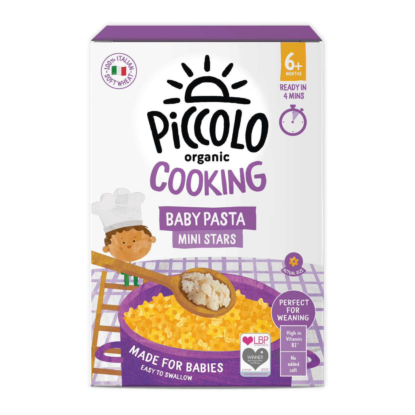 Piccolo Organic Mini Stars Baby Pasta 7m+ 500g