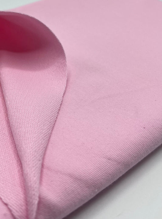 Pink French Terry Loopback Cotton Jersey 230 GSM 95/5 Lycra 4 Way Stretch