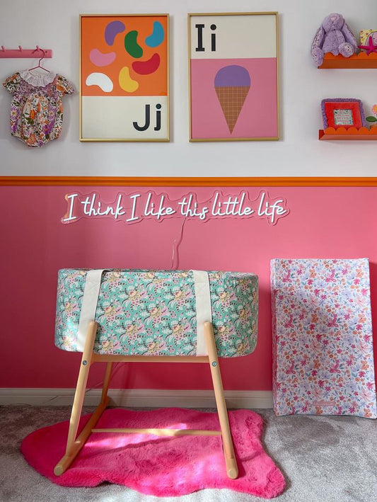 Anti-Roll Wedge Changing Mat - Magenta Pink Floral Print