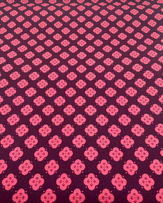 Pink Pattern Print Lightweight Bubble Crepe Fabric