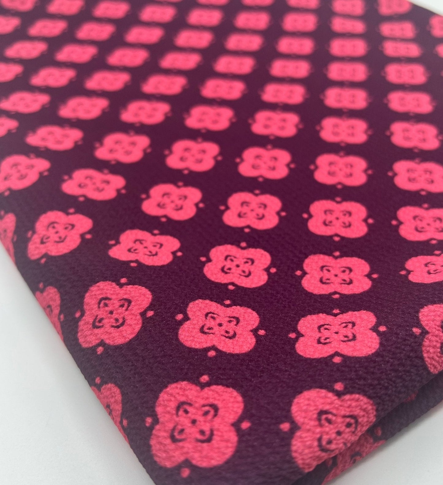 Pink Pattern Print Lightweight Bubble Crepe Fabric