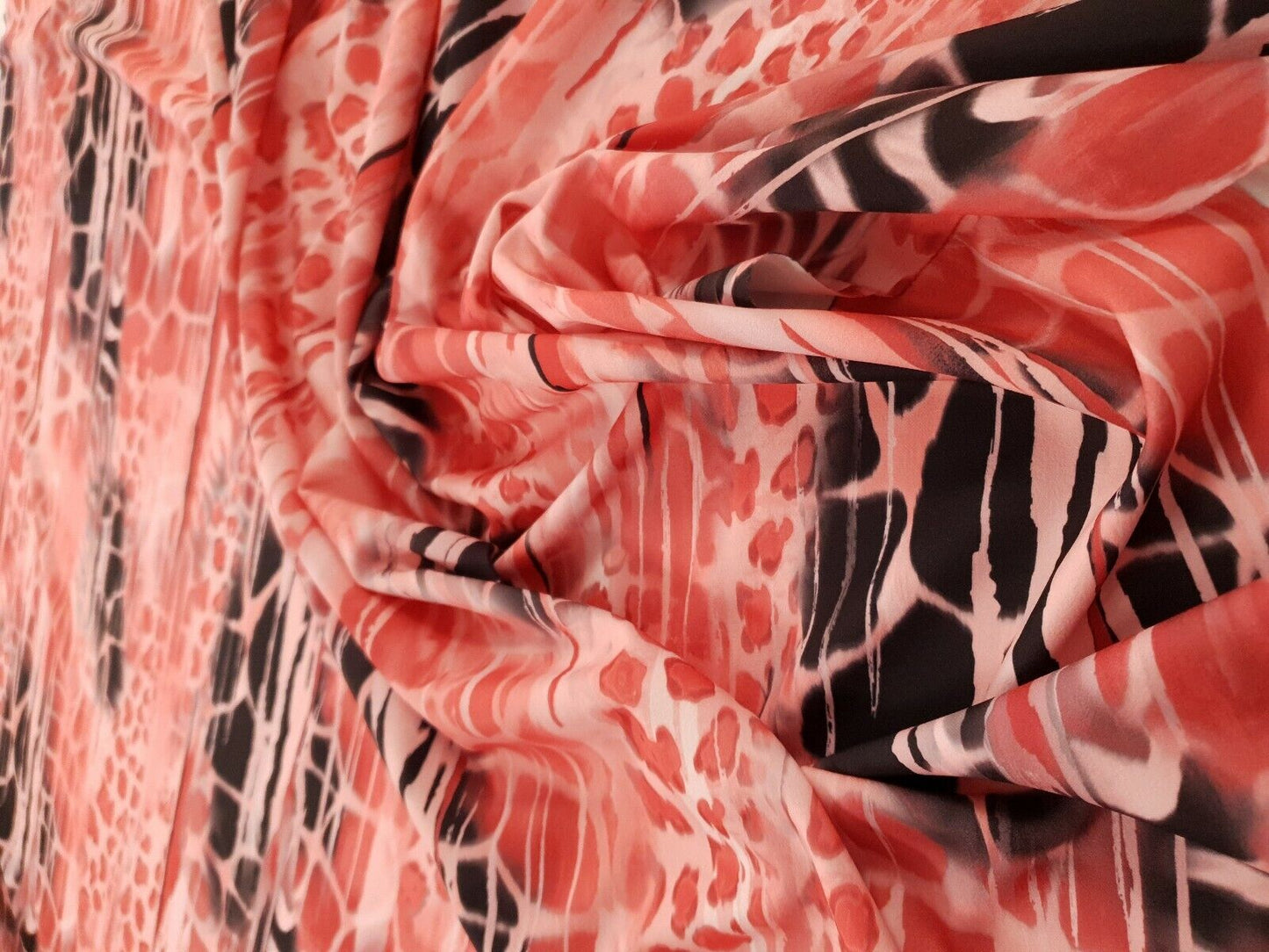 Pink Snake Printed Plain Scuba 4 Way Stretch Jersey Fabric
