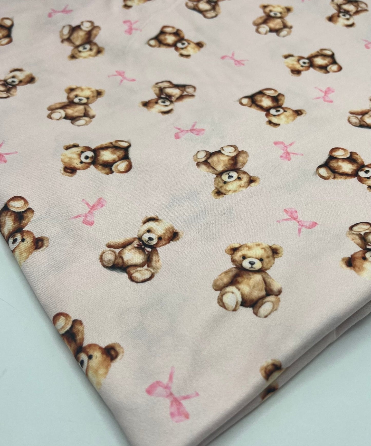 Pink Teddy Super Soft Print Spun Poly Stretch Fabric