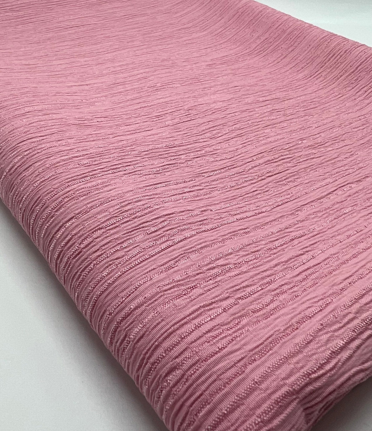 Pink Textured Crinkle Lightweight Non Stretch Fabric