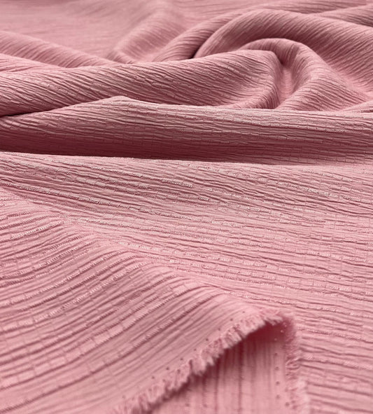 Pink Textured Crinkle Lightweight Non Stretch Fabric