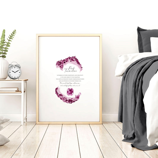 Pink Tourmaline birthstone | wall art print