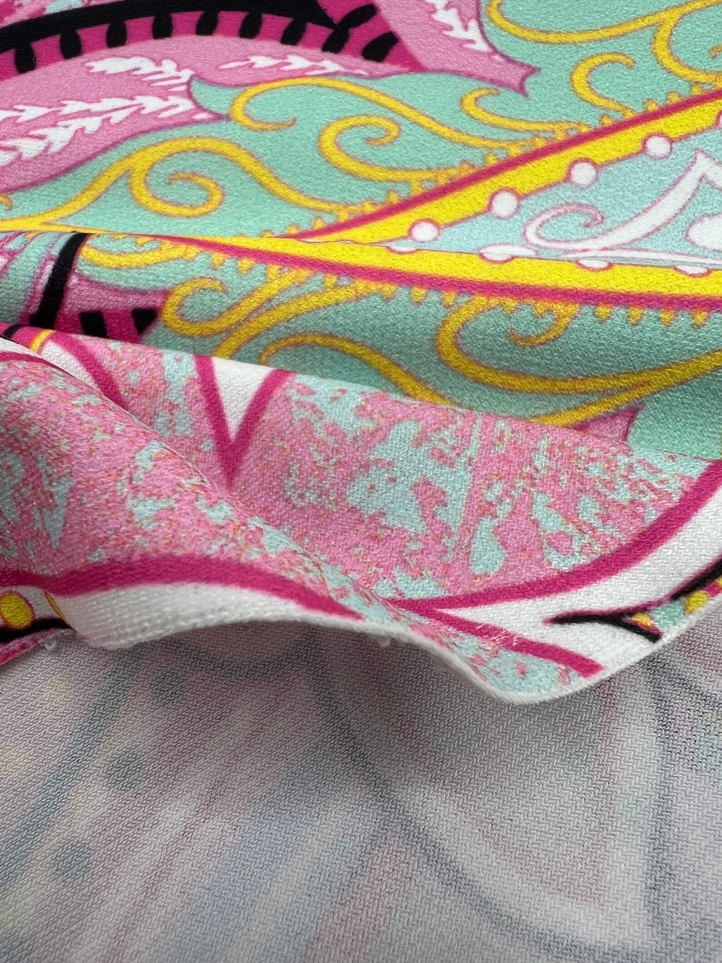 Pink Yellow Mix Print ITY Fabric 4 Way Stretch