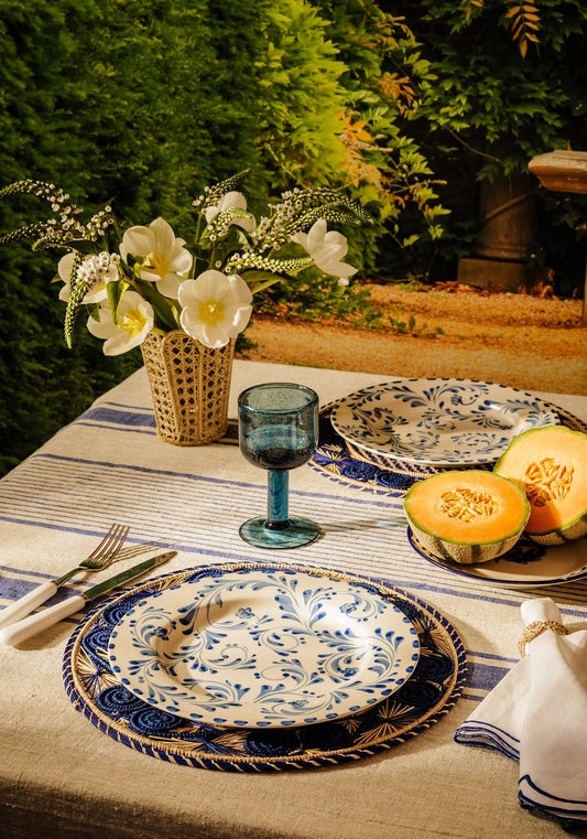 Atlántico Iraca Woven Placemat, Blue - Set of 4