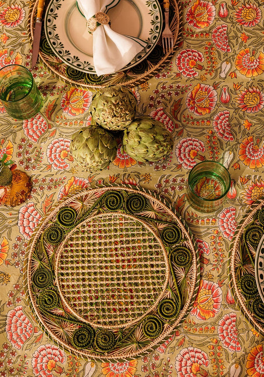 Atlántico Iraca Woven Placemats, Olive Green - Set of 4