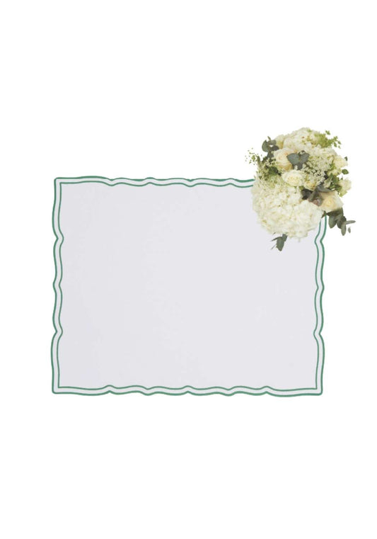 Green Wavy Trim Rectangular Placemats - Set of 4