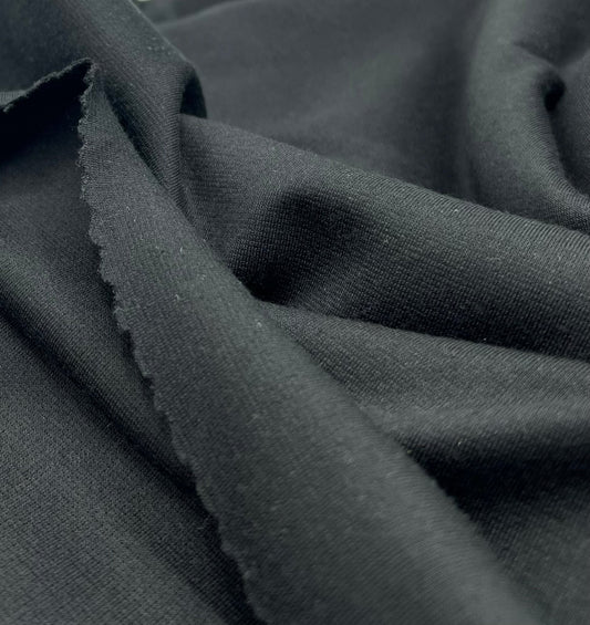 Plain Black Ponte 4 Way Stretch Fabric