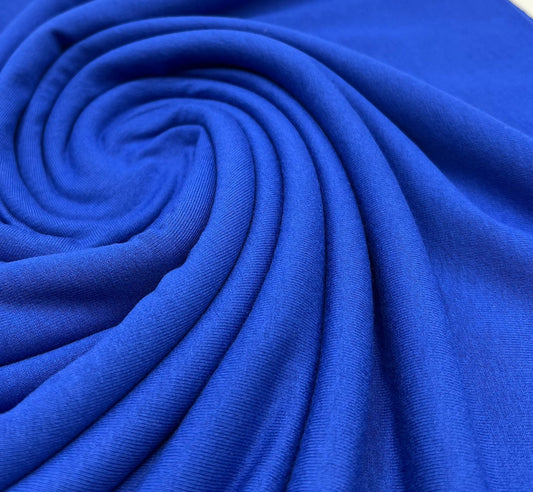 Plain Blue Viscose Elastane Fabric 4 Way Stretch Jersey