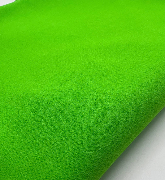 Plain Bright Green Scuba Crepe Stretch Jersey Fabric 4 Way Stretch
