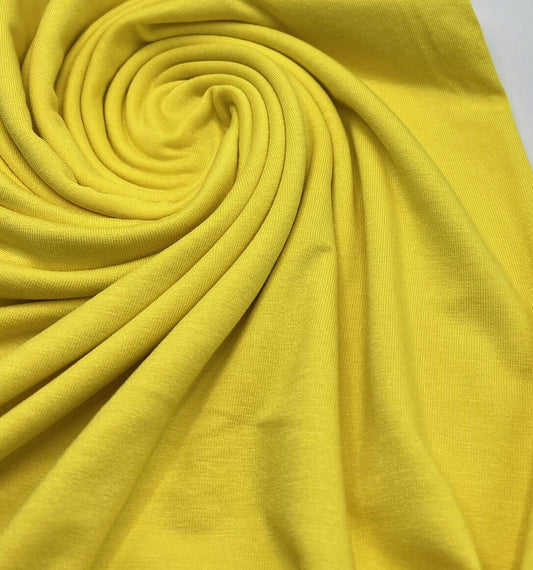Plain Bright Yellow Viscose Elastane Fabric 4 Way Stretch Jersey