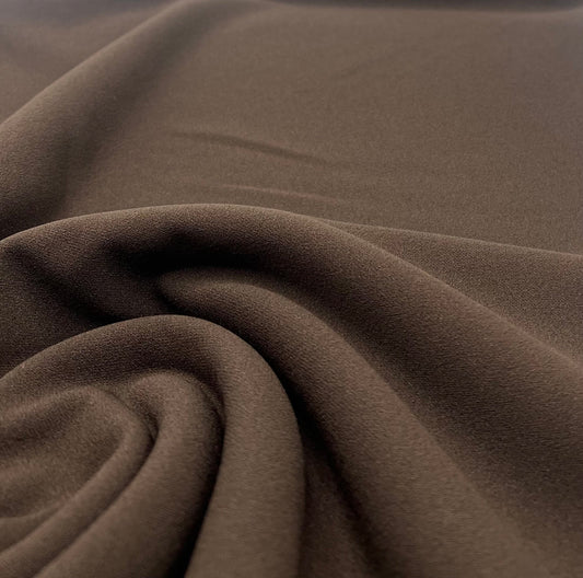 Plain Chocolate Brown Scuba Crepe Stretch Jersey Fabric 4 Way Stretch
