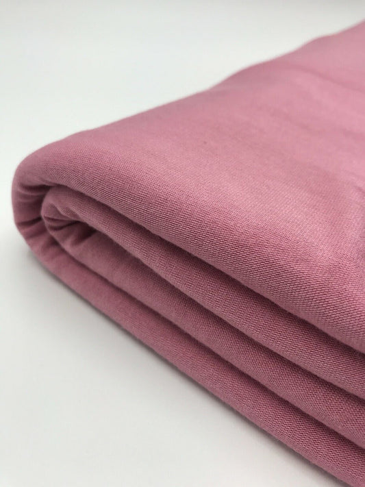 Plain Dusky Pink Viscose Elastane Fabric 4 Way Stretch Jersey