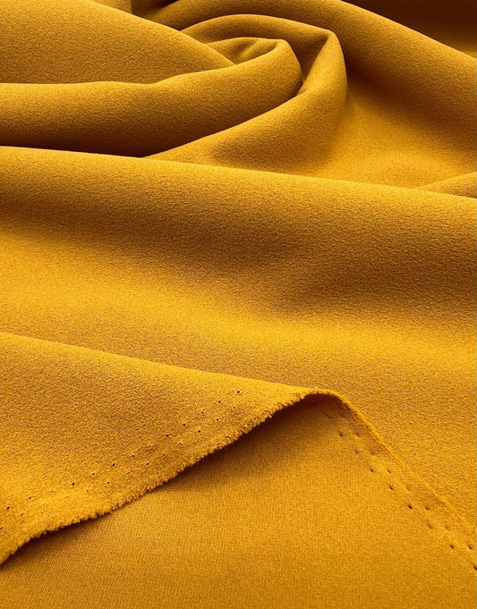 Plain Mustard Scuba Crepe Stretch Jersey Fabric 4 Way Stretch