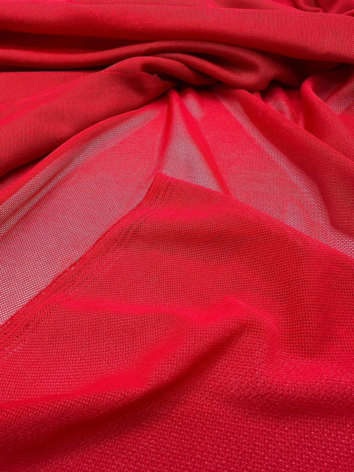 Plain Red Mesh Fabric Stretch