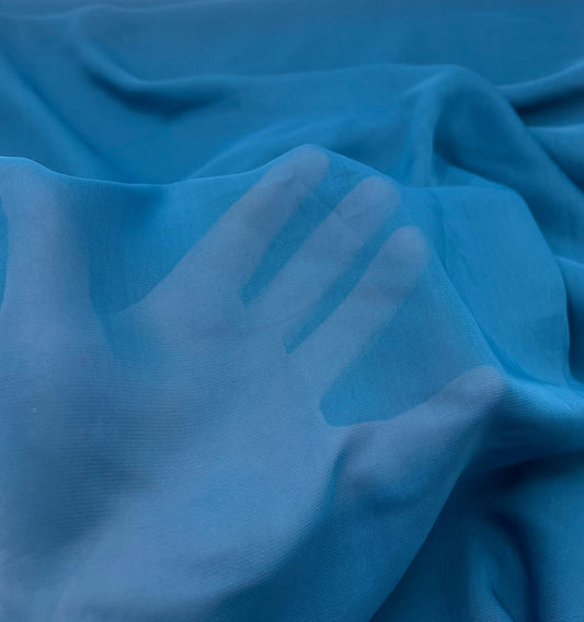 Plain Teal Blue Chiffon Sheer Dress Bridal Fabric