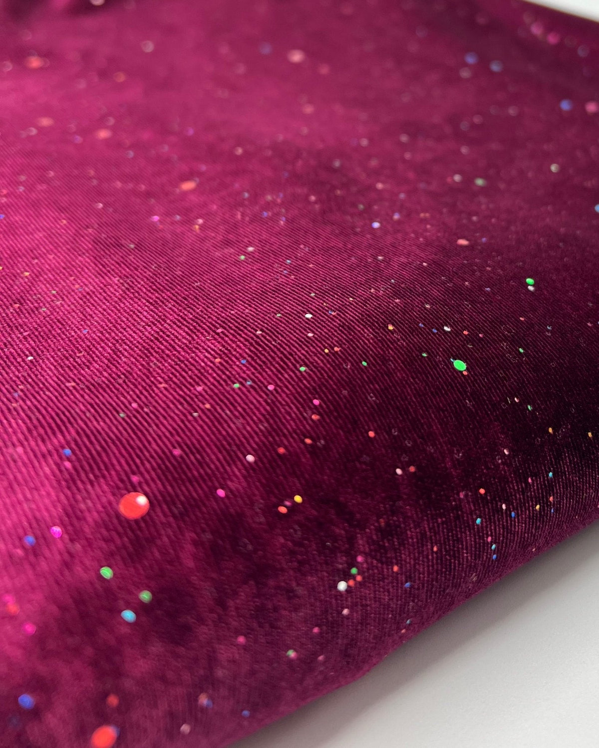 Plain Wine Multi Metallic Sparkle Glitter Velour Stretch Fabric