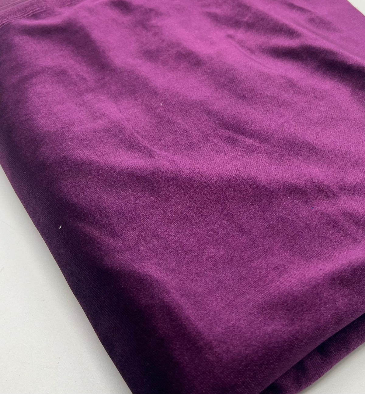 Plum Plain Velour Spandex Stretch Fabric