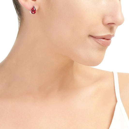 Poppy stud earrings by Shrieking Violet® Sterling silver teardrop stud earrings handmade with real flowers.
