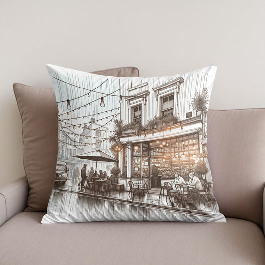 Rainy Day Café Cotton Cushion