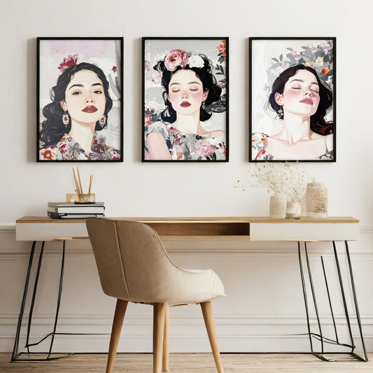 Print Sets Of 3 | Set of 3 Boho Women Wall art Prints