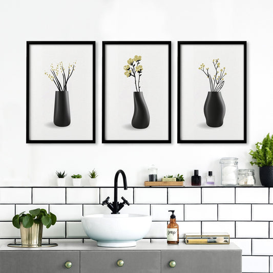 Prints For Bathroom Walls | Set of 3 Botanical Wall art Prints