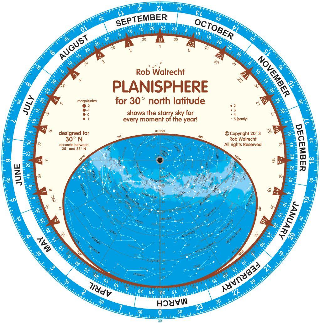 English Planisphere for 30° North