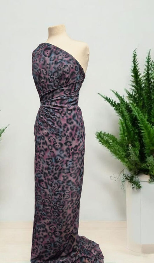 Purple Animal Mix Printed Chiffon Dress Fabric