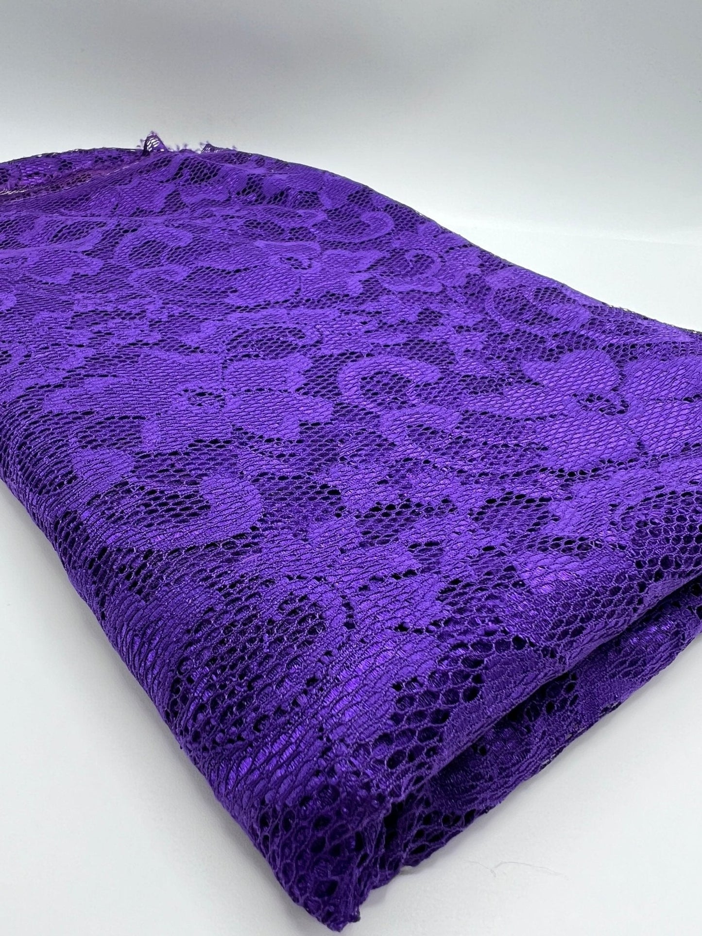 Purple Floral Lace Fabric Stretch