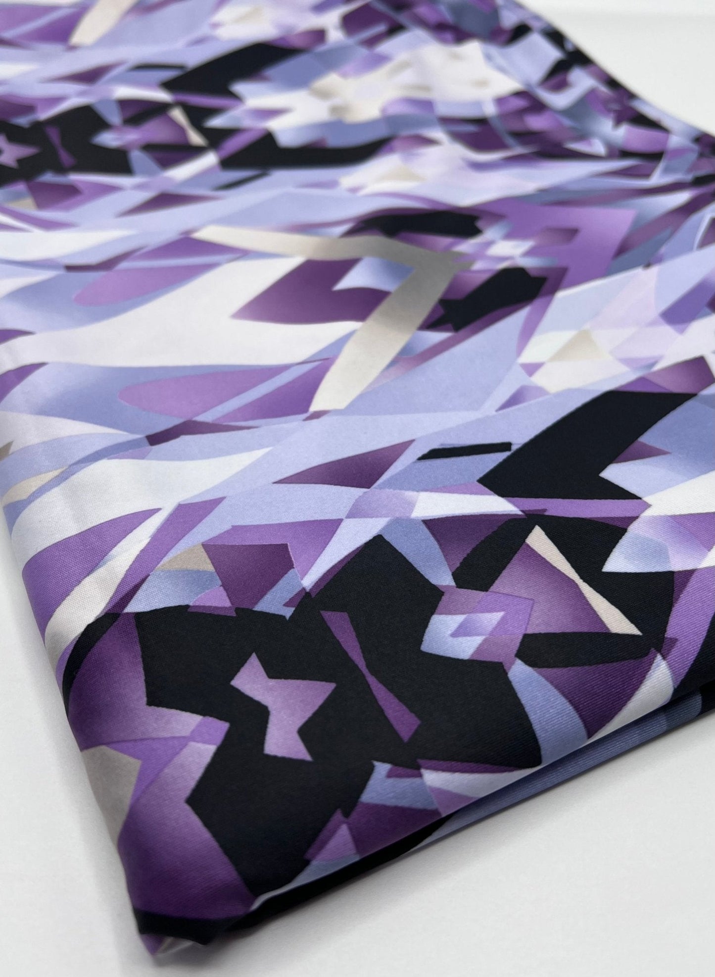 Purple Geo Print Soft Touch Stretch Fabric