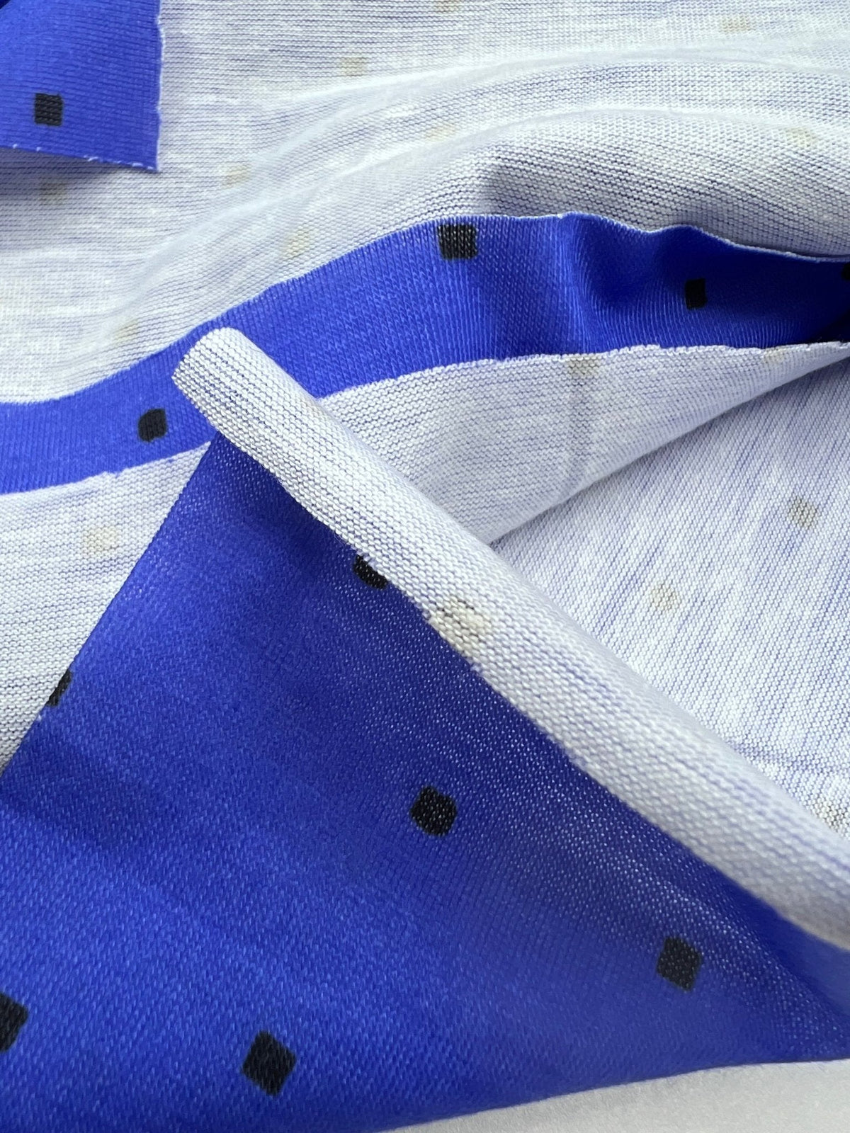 Purple Small Square Print Spun Poly Stretch Fabric