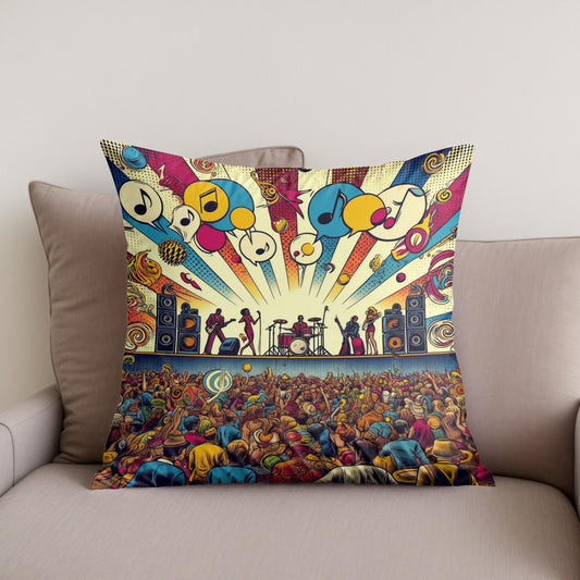 Pop Rhythms Festival Cotton Cushion