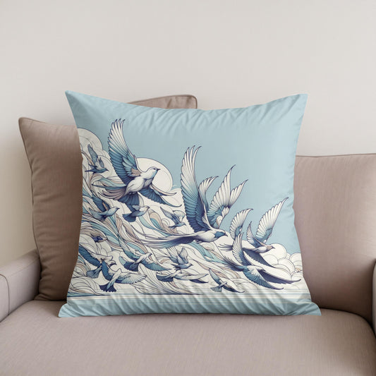 Avian Elegance Cotton Cushion