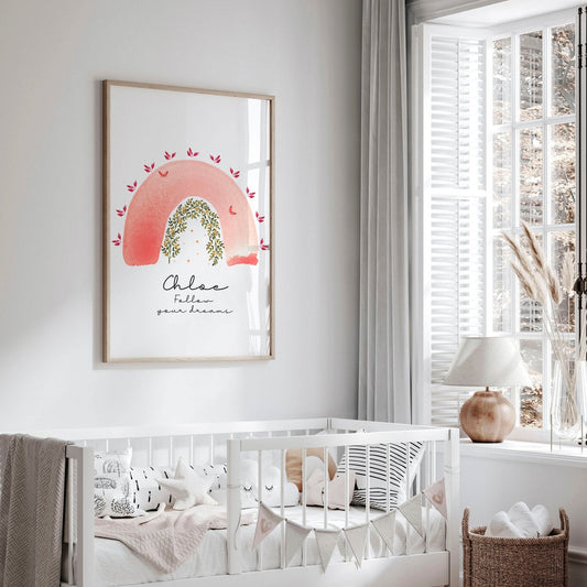 Rainbow prints | Personalised Wall art for Girls' room