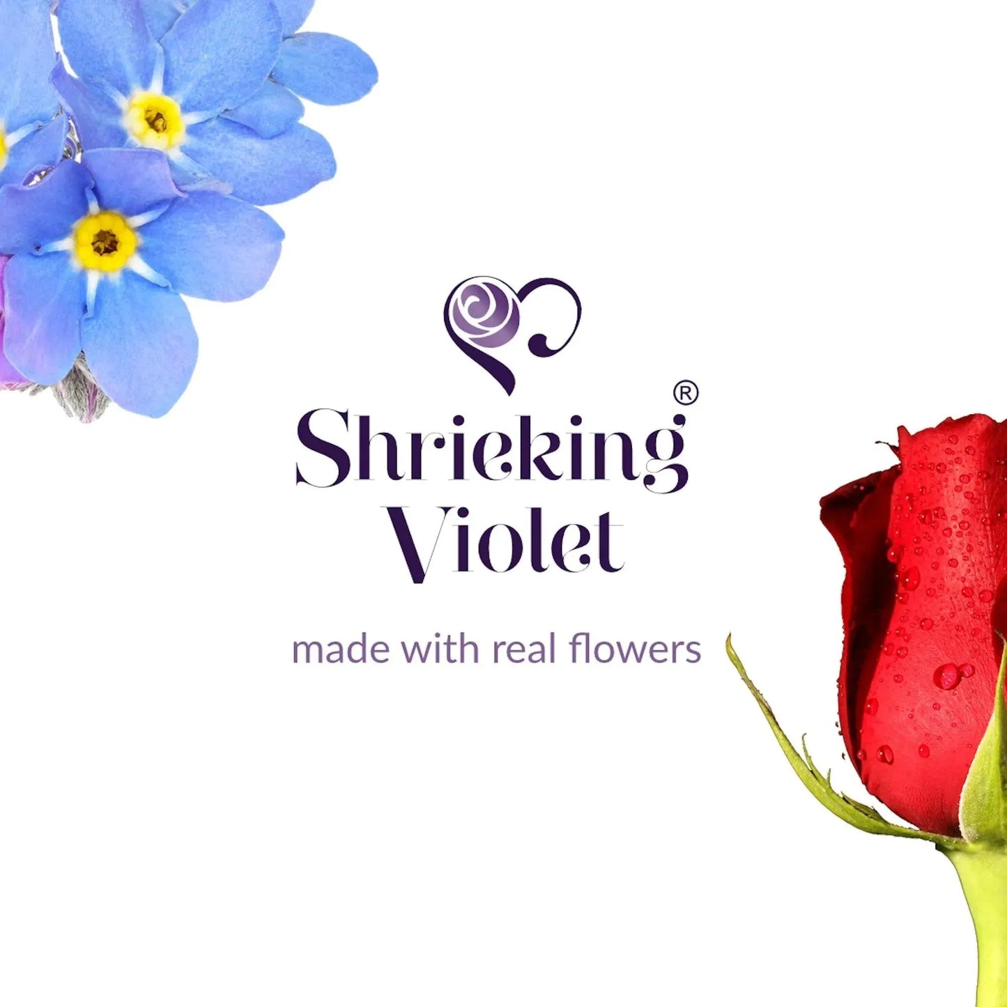 Flower Necklace in sterling silver. Round pendant with real flowers by Shrieking Violet®