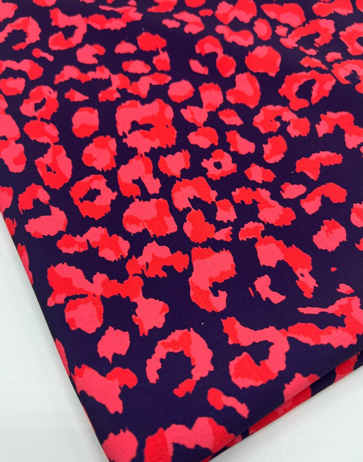 Red Animal Print Lightweight Bubble Crepe Fabric