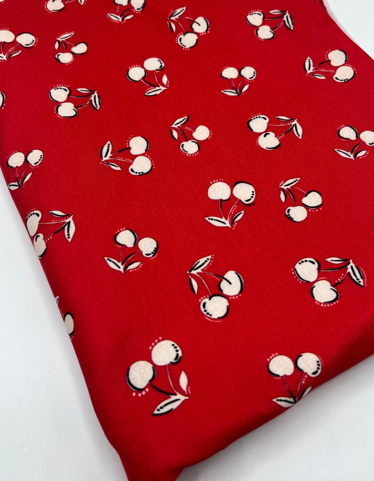 Red Cherry Print Super Soft Spun Poly Stretch Fabric