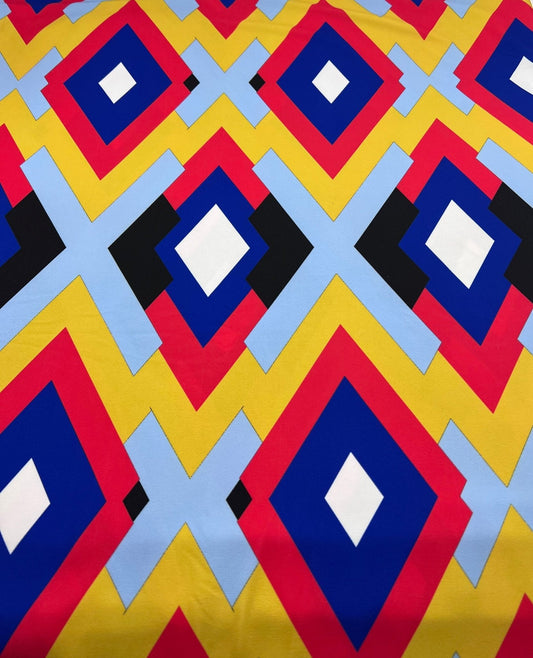 Red Diamond Multi Color ITY Fabric