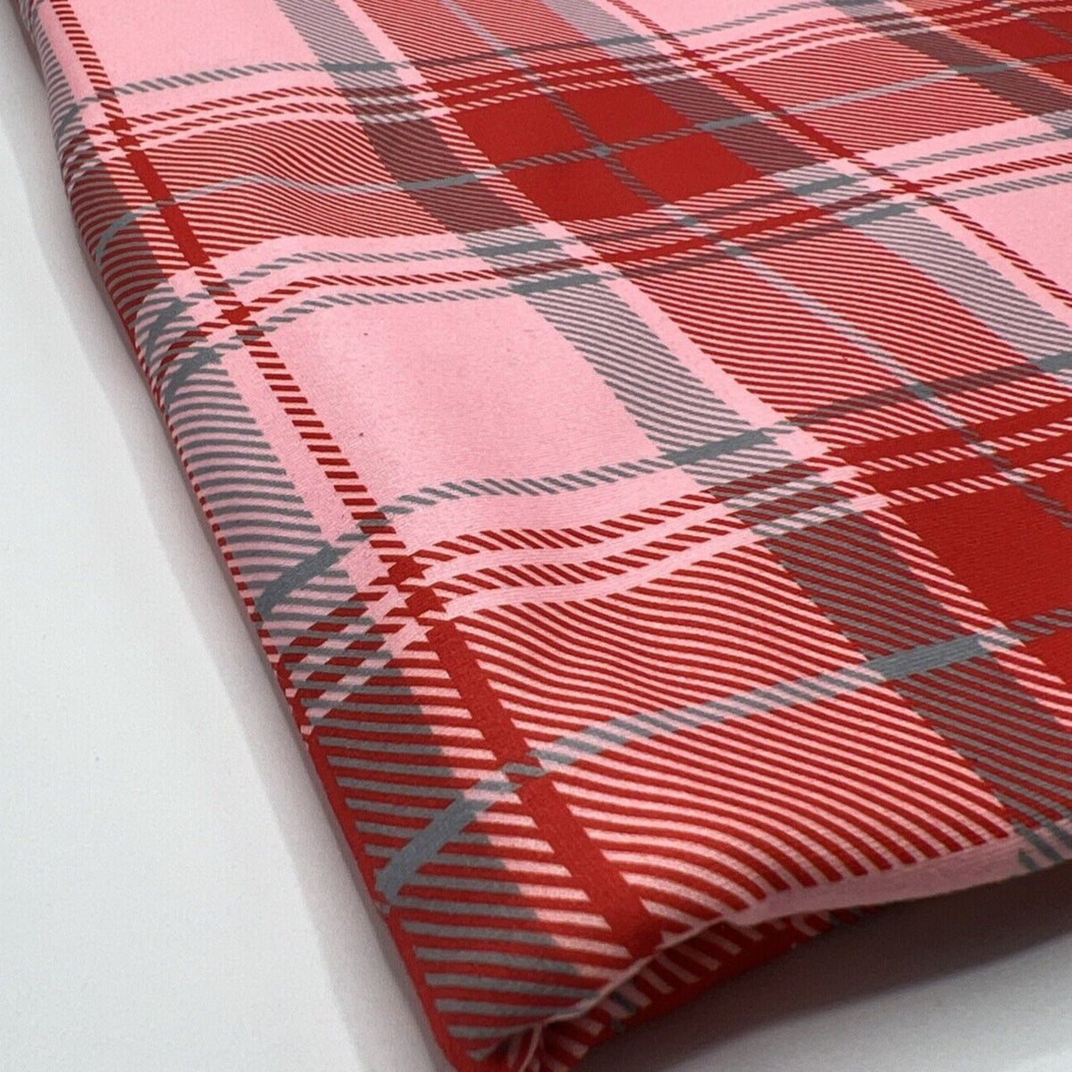 Red Pink Check Super Soft Spun Poly Stretch Fabric
