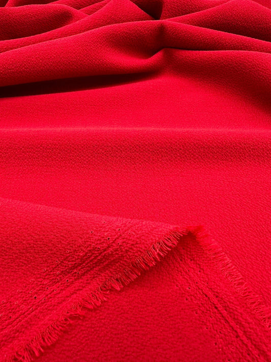 Red Plain Lightweight Bubble Crepe Fabric
