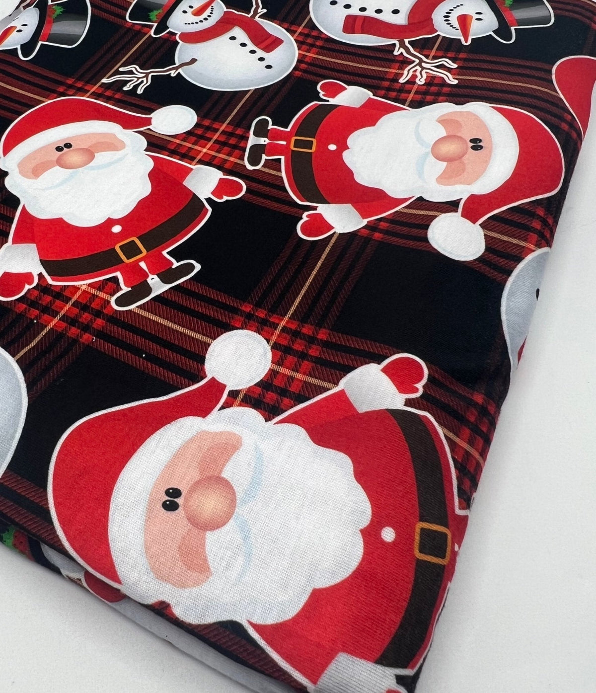 Red Santa Check Print Soft Spun Poly Stretch Fabric