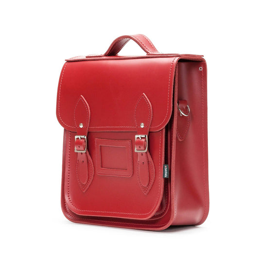 Handmade Leather City Backpack - Red