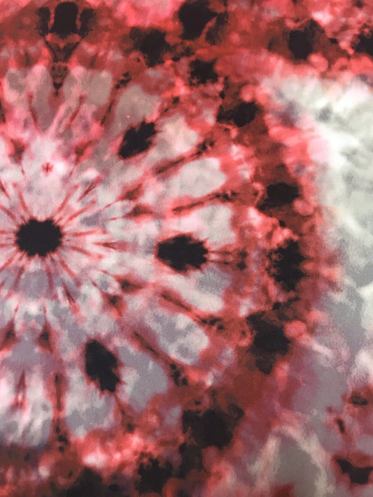 Red Black White Tie Dye Printed Scuba Crepe Jersey Fabric 4 Way Stretch