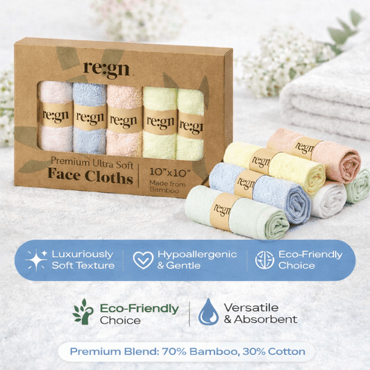 Organic Bamboo Face Cloths - 6 Pack