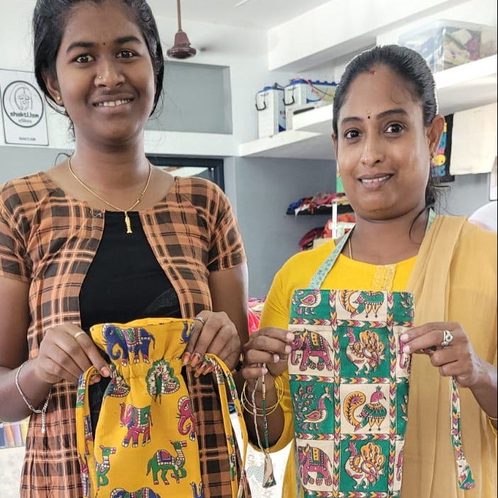 Eco Friendly Bottle Bags, Reusable Kalamkari Cotton Bottle Gift Bags, Ethically Handmade in India