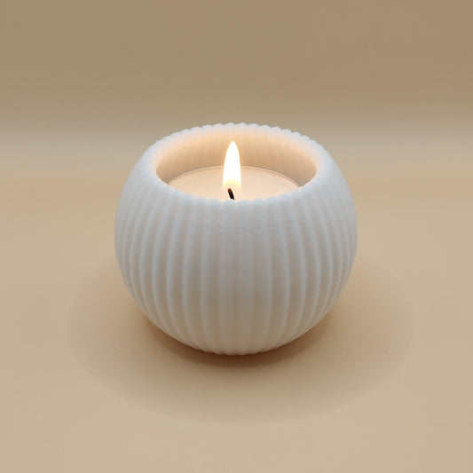 Round Ribbed LED Tealight Holder - UK Made, 3 Sizes