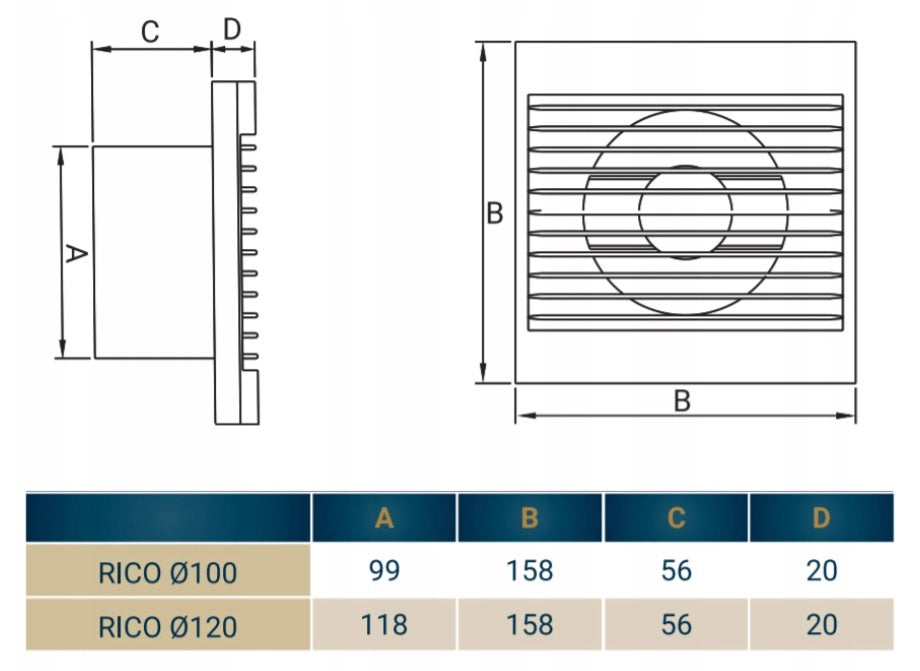 Rico Bathroom Fan 100mm Model S